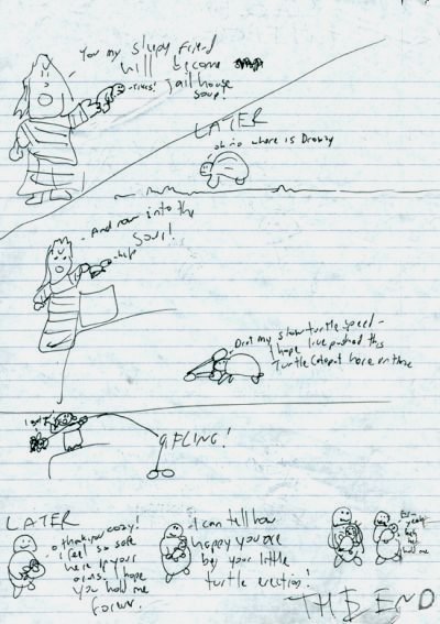 'You my sleepy friend will become jailhouse soup!'
    'Yikes!'
---
LATER
'oh no where is drowsy'
---
'And now into the soup!'
    'help'
'Drat my slow turtle speed - I hope I've pushed this Turtle Catapult here on time'
---
*FLING!*
   'I got you!'
---
LATER
'o thank you zcozy! i feel so safe here in your arms! i hope you hold me forever.'
    'i can tell how happy you are by your little turtle erection!'
*blush*
'Er - yeah. heh heh. hold me'
---
THE END
